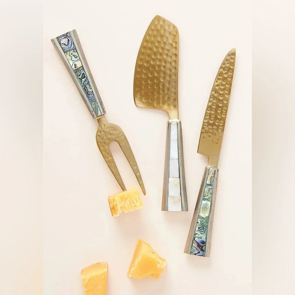 Anthropologie Arctic Twilight Cheese Knives Set Of 3